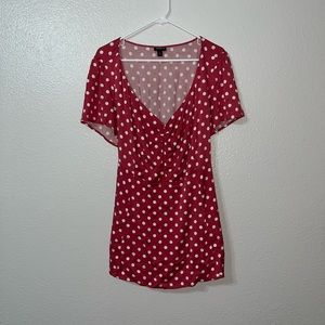 Torrid Pink Polka Dot Tie-Back V-Neck Mini Dress Size 2 (2X)